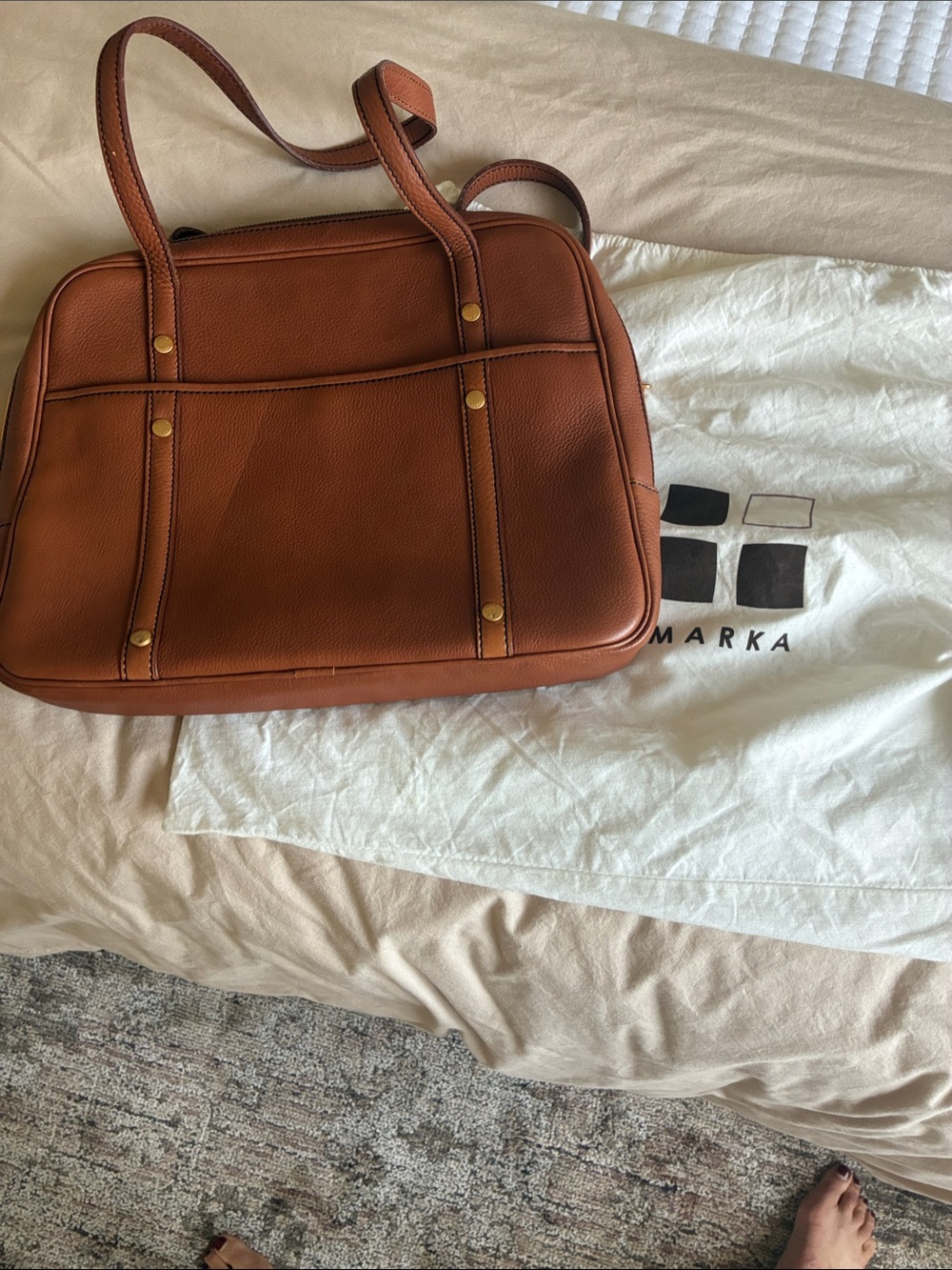 Marika Cognac Leather Laptop Tote